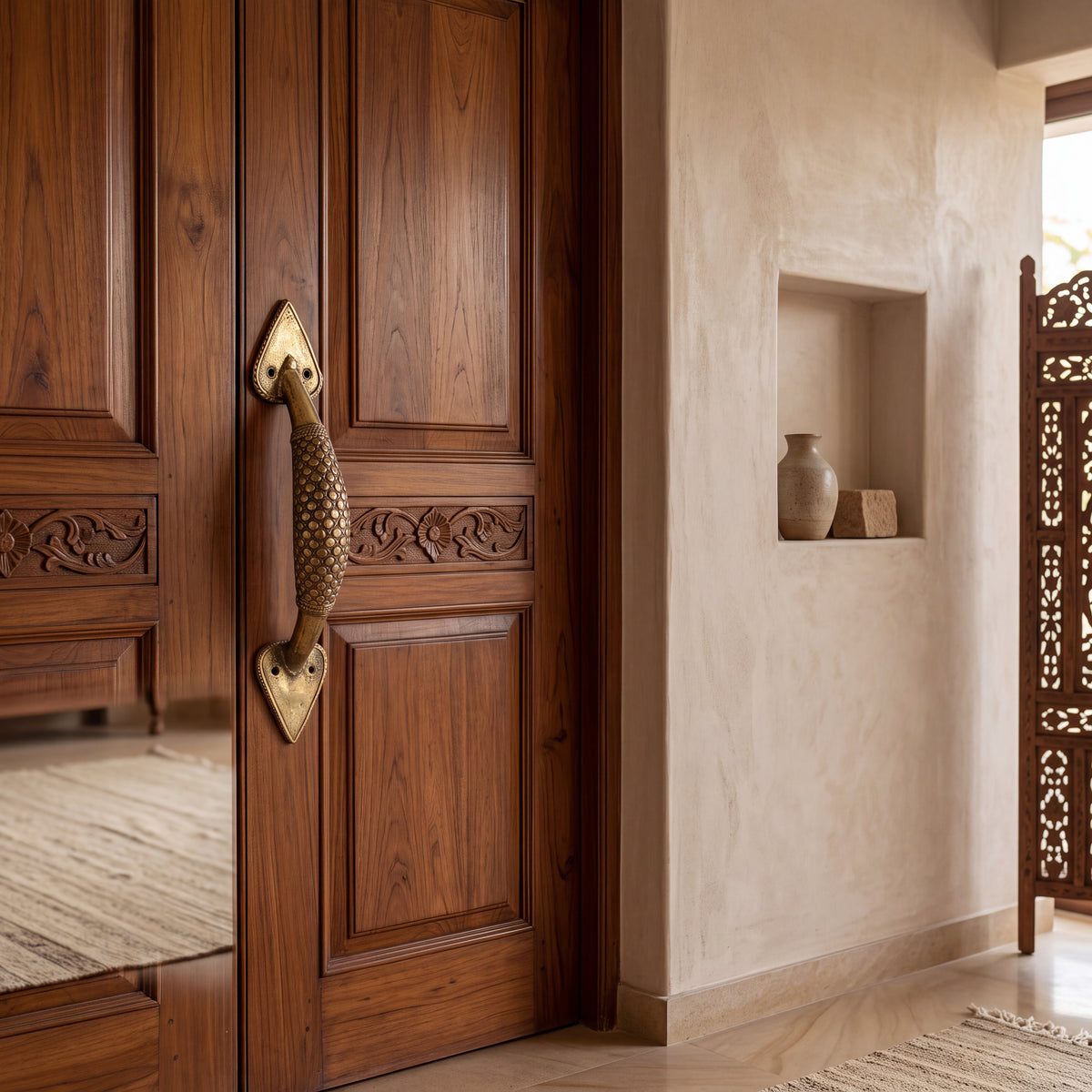 Handcrafted Brass Tribal Wall Handle | Traditional Indian Decorative Door Pull
