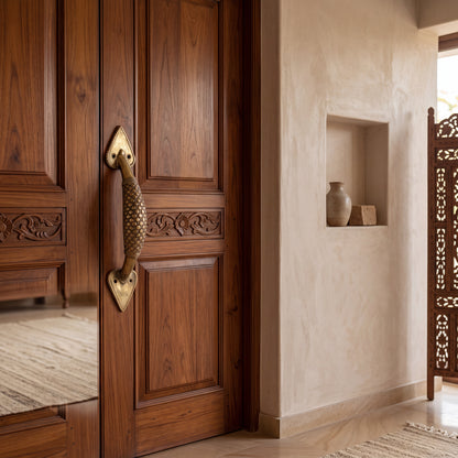 Handcrafted Brass Tribal Wall Handle | Traditional Indian Decorative Door Pull