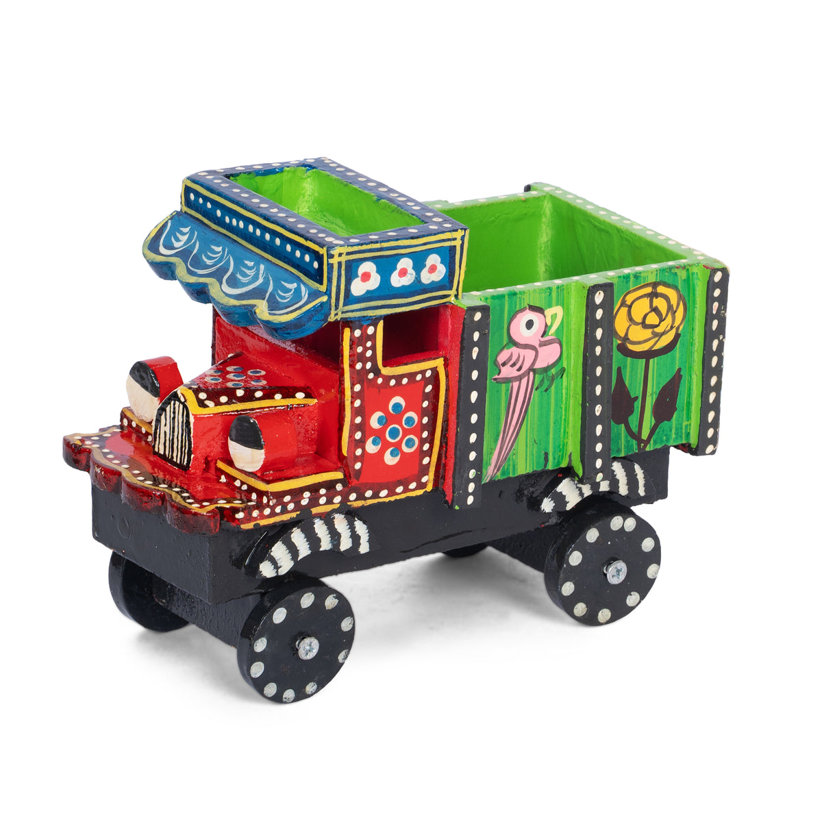 Handcrafted Wooden Toy Truck – Colorful Indian Folk Art Decorative Miniature Truck