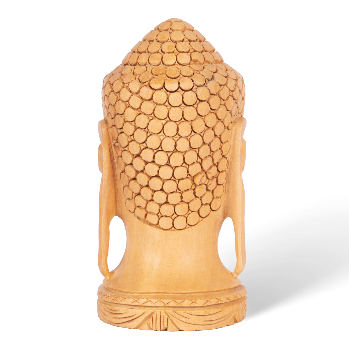 Hand Carved Wooden Buddha Head Sculpture – Meditation Buddha Statue for Home Décor
