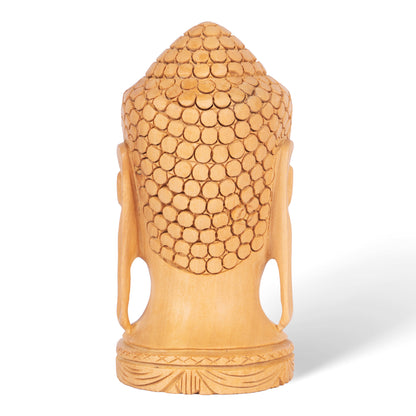 Hand Carved Wooden Buddha Head Sculpture – Meditation Buddha Statue for Home Décor