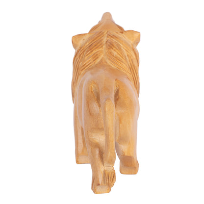 Hand Carved Wooden Lion Sculpture – Traditional Indian Wooden Lion Figurine for Home Décor