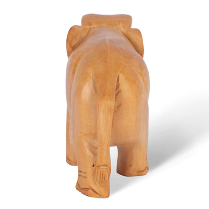 Hand Carved Wooden Elephant Sculpture – Traditional Indian Elephant Figurine for Home Décor