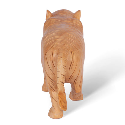 Hand Carved Wooden Tiger Sculpture – Traditional Indian Tiger Figurine for Home Décor