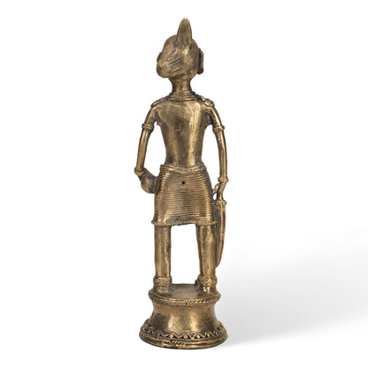 Handcrafted Dhokra Tribal Man Statue – Traditional Indian Brass Folk Art Decor