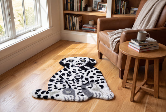 Hand Tufted Dalmatian Dog Rug – Cute Black & White Dog Shaped Wool Rug for Kids Room, Nursery & Bedroom Décor | 1 × 1 Feet