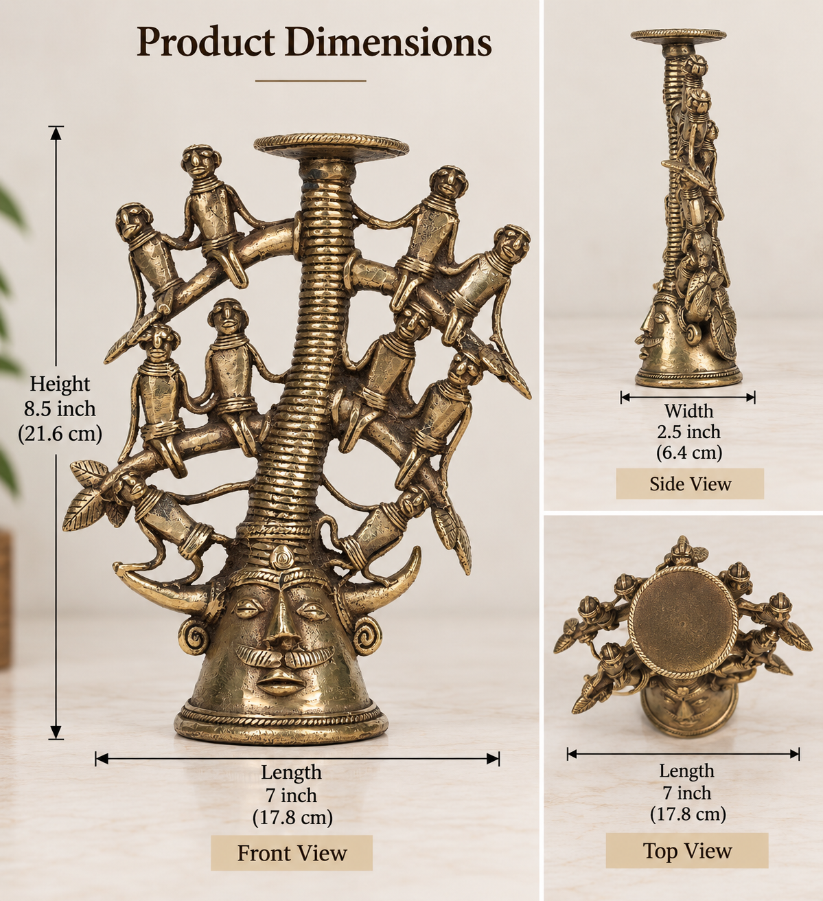 Handcrafted Dhokra Tribal Tree of Life Sculpture – Brass Tribal Art Home Decor