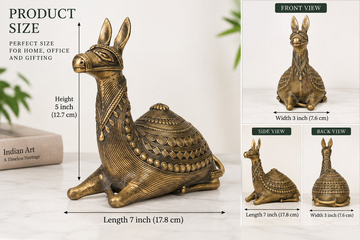 Handcrafted Dhokra Brass Camel Sculpture – Traditional Indian Tribal Home Decor