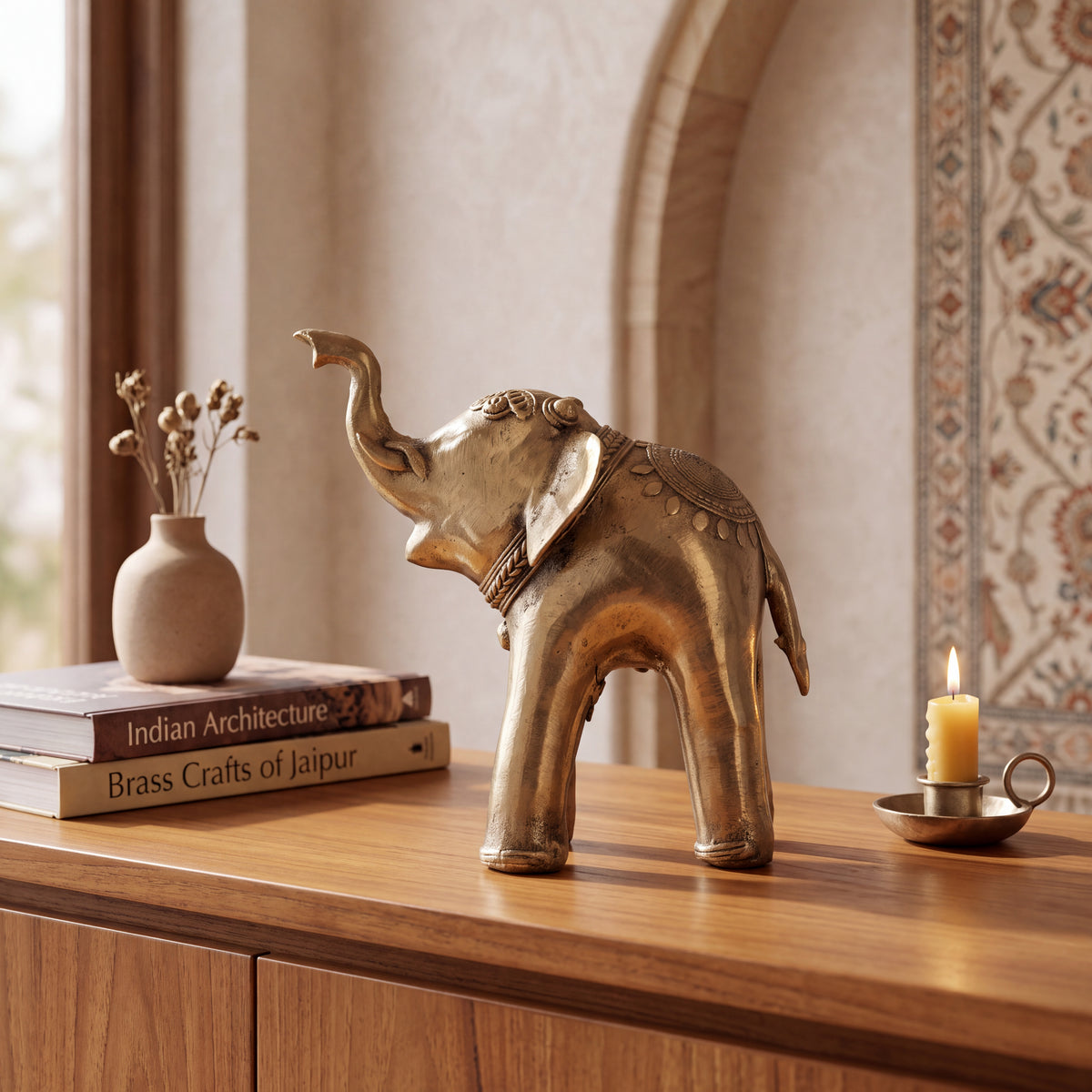 Handcrafted Brass Elephant Sculpture – Traditional Indian Dhokra Art Home Decor