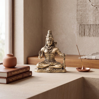 Handcrafted Brass Lord Shiva Statue – Traditional Indian Spiritual Art & Home Decor