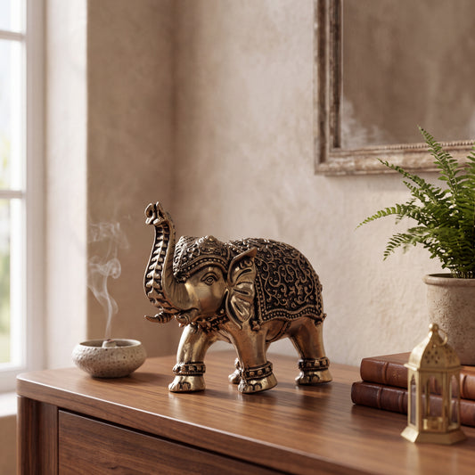 Handcrafted Dhokra Brass Elephant Sculpture – Traditional Indian Tribal Art Decor