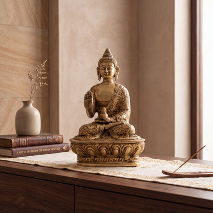 Handcrafted Brass Buddha Statue – Traditional Indian Meditation Figurine & Home Decor