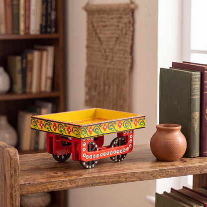 Handcrafted Wooden Decorative Cart Tray – Hand-Painted Indian Folk Art Home Decor