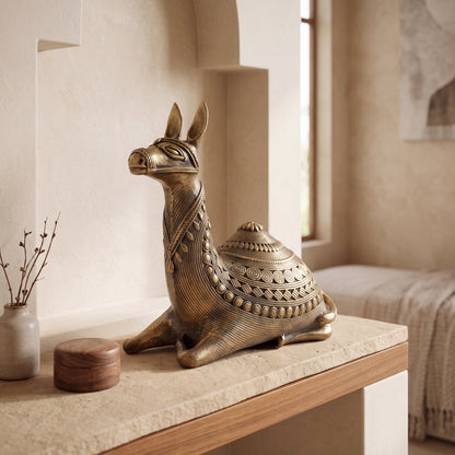 Handcrafted Dhokra Brass Camel Sculpture – Traditional Indian Tribal Home Decor