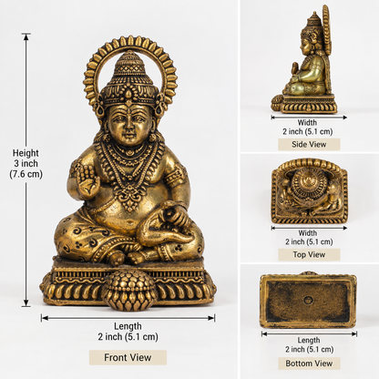 Handcrafted Brass Kuber Statue – Traditional Indian God of Wealth & Prosperity Decor