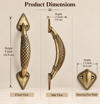 Handcrafted Brass Tribal Wall Handle | Traditional Indian Decorative Door Pull