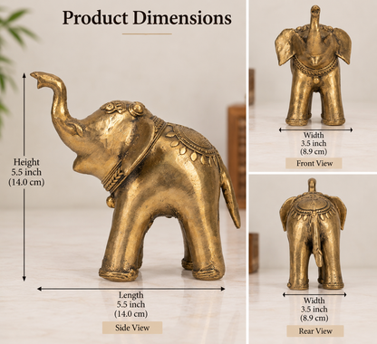 Handcrafted Brass Elephant Sculpture – Traditional Indian Dhokra Art Home Decor