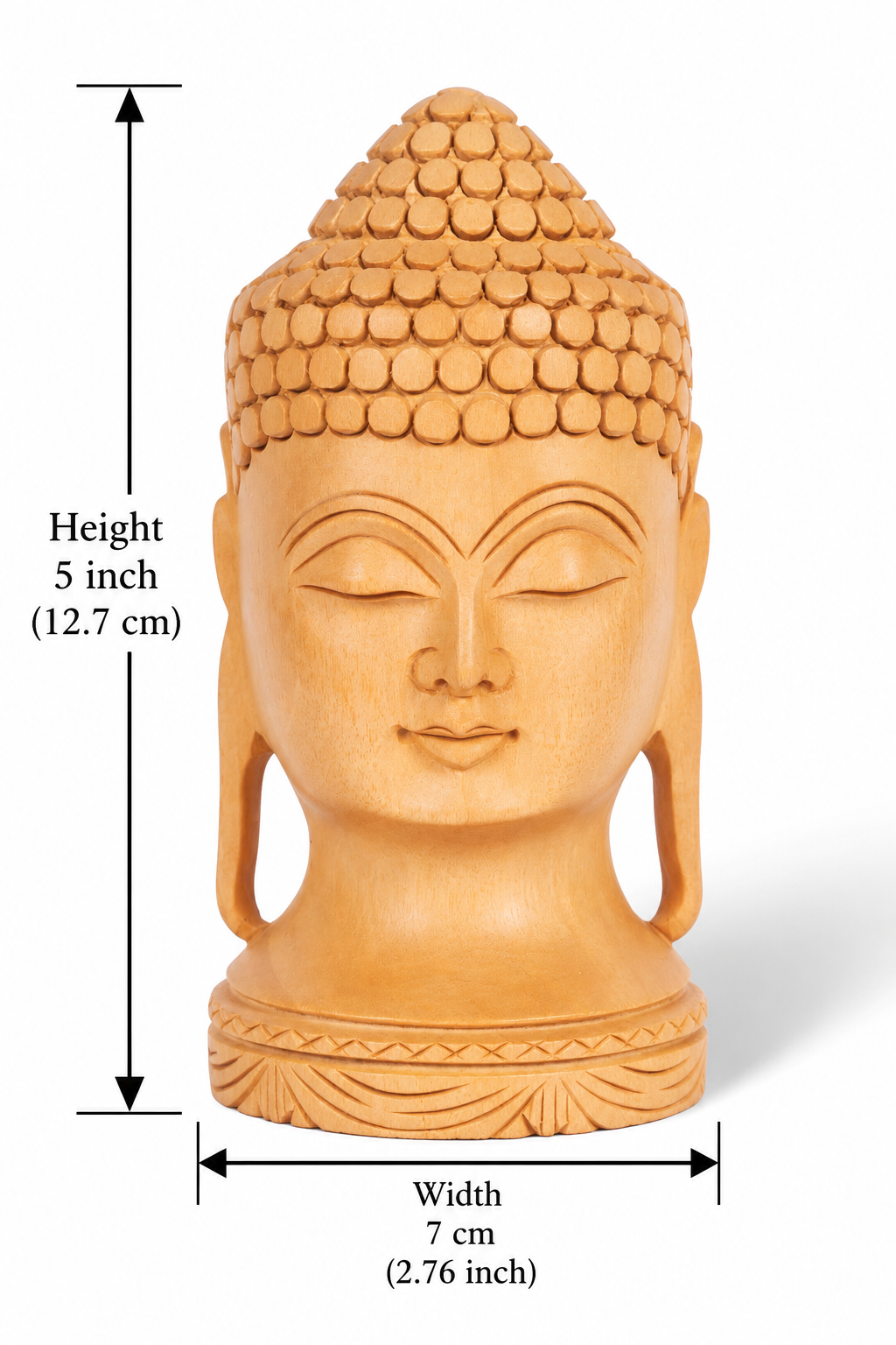 Hand Carved Wooden Buddha Head Sculpture – Meditation Buddha Statue for Home Décor