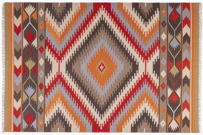 Handwoven Geometric Kilim Durrie Rug | Wool & Cotton