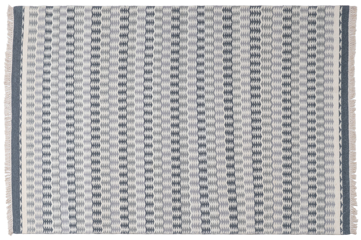 Scandinavian Grey Geometric Wool Durrie Rug – Handwoven Ivory Kilim Carpet