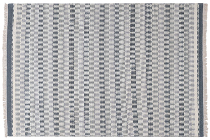 Scandinavian Grey Geometric Wool Durrie Rug – Handwoven Ivory Kilim Carpet