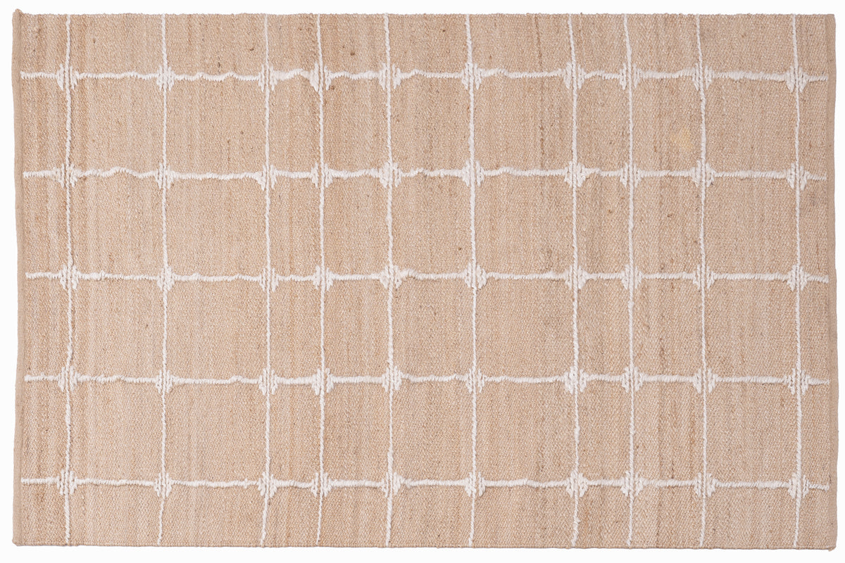Handwoven Natural Jute Kilim Rug – 80% Jute & Wool Durrie