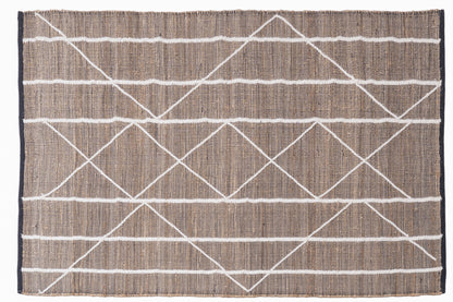 Handwoven Wool & Jute Diamond Pattern Rug | Natural Textured Contemporary Floor Rug