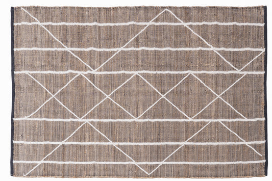 Handwoven Wool & Jute Diamond Pattern Rug | Natural Textured Contemporary Floor Rug