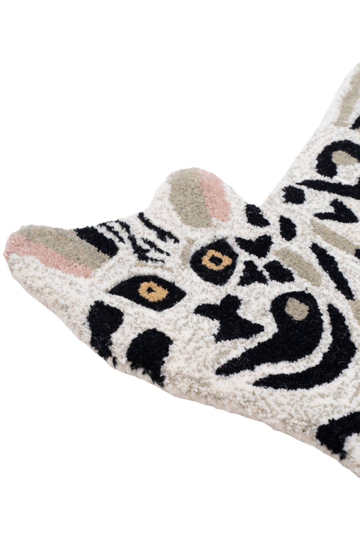 Hand Tufted Tiger Rug – Black & Ivory Animal Shaped Wool Rug for Kids Room, Nursery & Modern Décor | 2 × 3 Feet