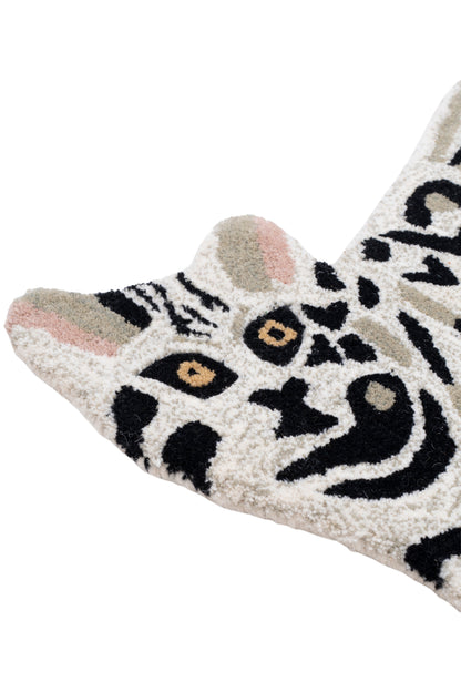 Hand Tufted Tiger Rug – Black & Ivory Animal Shaped Wool Rug for Kids Room, Nursery & Modern Décor | 2 × 3 Feet
