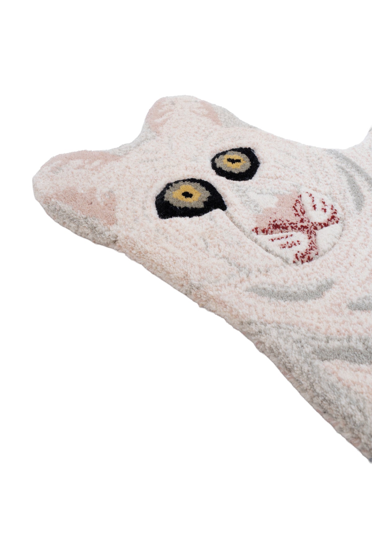 Hand Tufted Cat Rug – Pink & Grey Animal Shaped Wool Rug for Bedroom, Nursery & Kids Room Décor | 2 × 3 Feet