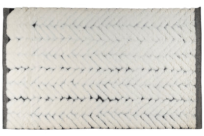 Hand Knotted Moroccan Wool Rug – Ivory & Black Chevron Pattern | Luxury High Pile Rug