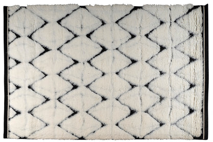 Moroccan Ivory Rug – Handwoven Diamond Pattern | Black & Cream Beni Ourain Style Area Rug