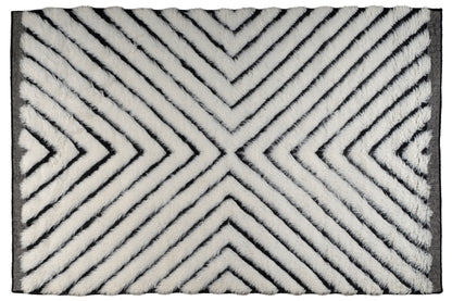 Moroccan Chevron Rug – 100% New Zealand Wool | Ivory & Black Handwoven Beni Ourain Style Area Rug