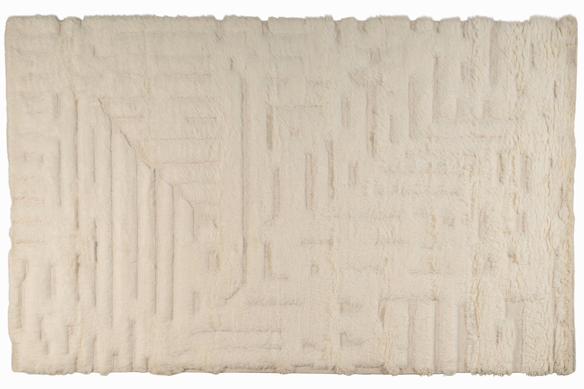 Moroccan Ivory Rug – 100% New Zealand Wool | Handwoven Textured Moroccan Area Rug