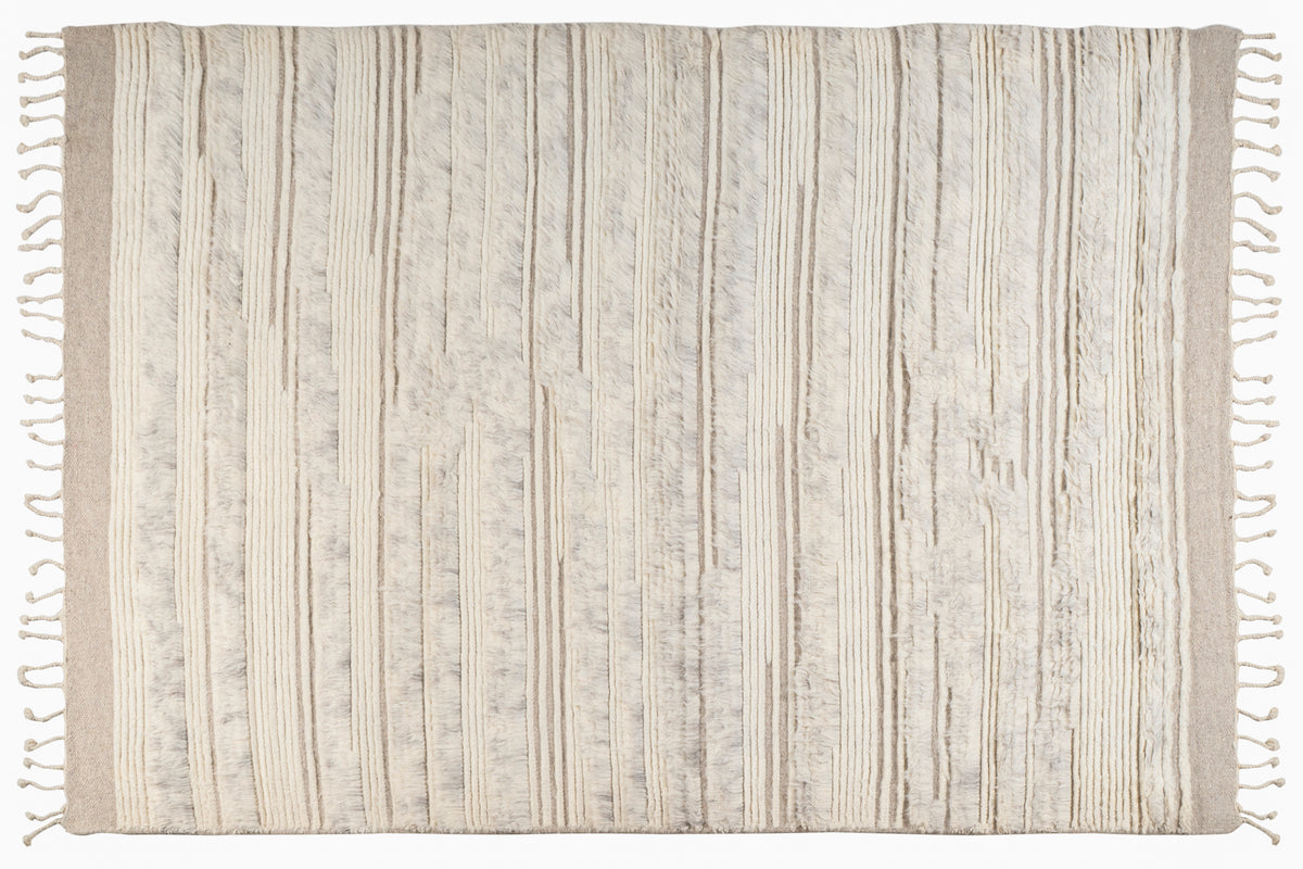 Moroccan Ivory Wool Rug – 100% New Zealand Wool | Handwoven Textured Moroccan Area Rug