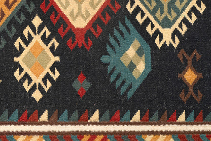 Handwoven Geometric Kilim Rug – Wool & Cotton Durrie