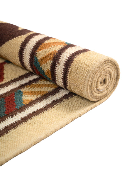 Handwoven Geometric Kilim Rug – Wool & Cotton Durrie