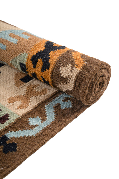 Handwoven Diamond Pattern Kilim Rug – Multicolor Wool & Cotton Durrie