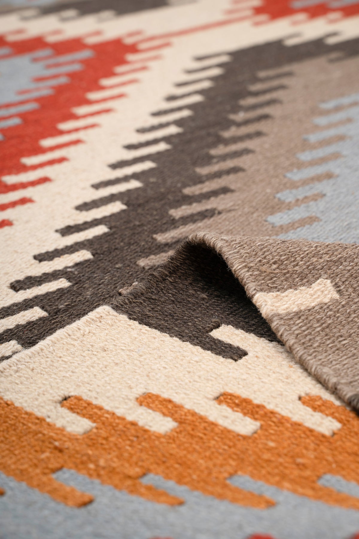 Handwoven Geometric Kilim Durrie Rug | Wool & Cotton