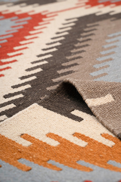 Handwoven Geometric Kilim Durrie Rug | Wool & Cotton