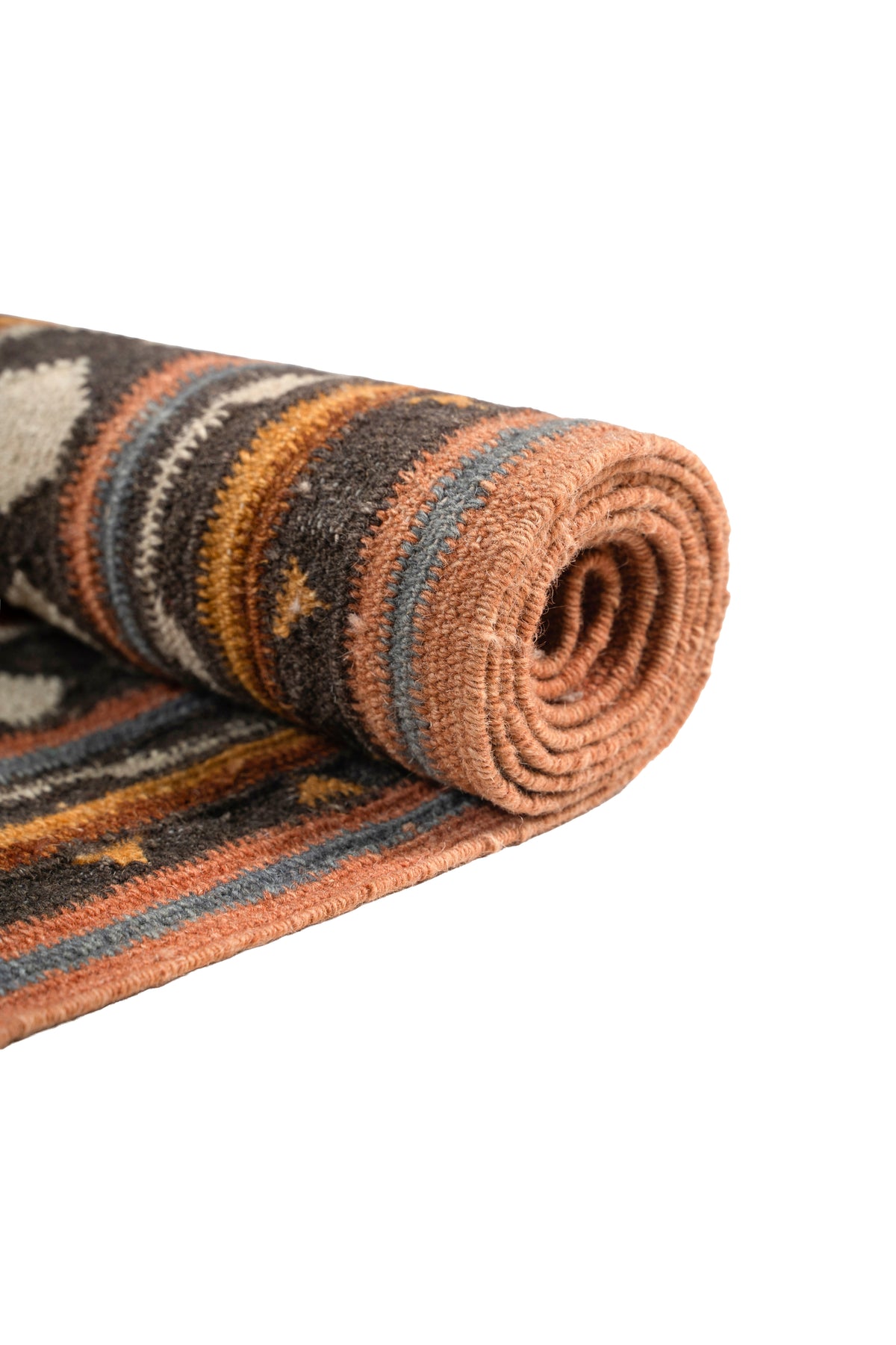 Handwoven Geometric Kilim Durrie Rug – Traditional Tribal Pattern | Earthy Tones