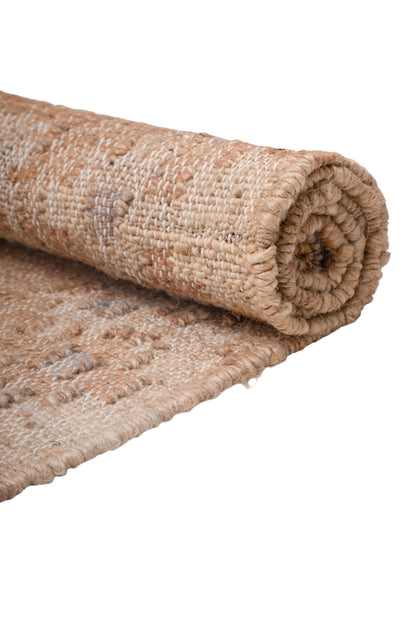 Handwoven Wool Jute Kilim Rug – Beige Vintage Distressed Durrie