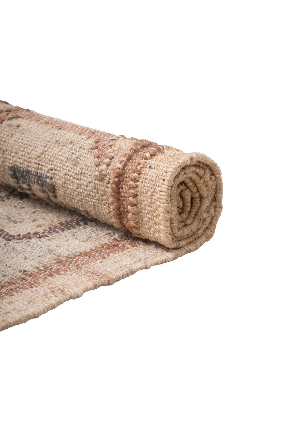 Handwoven Jute Kilim Rug – Beige Vintage Geometric Medallion Durrie