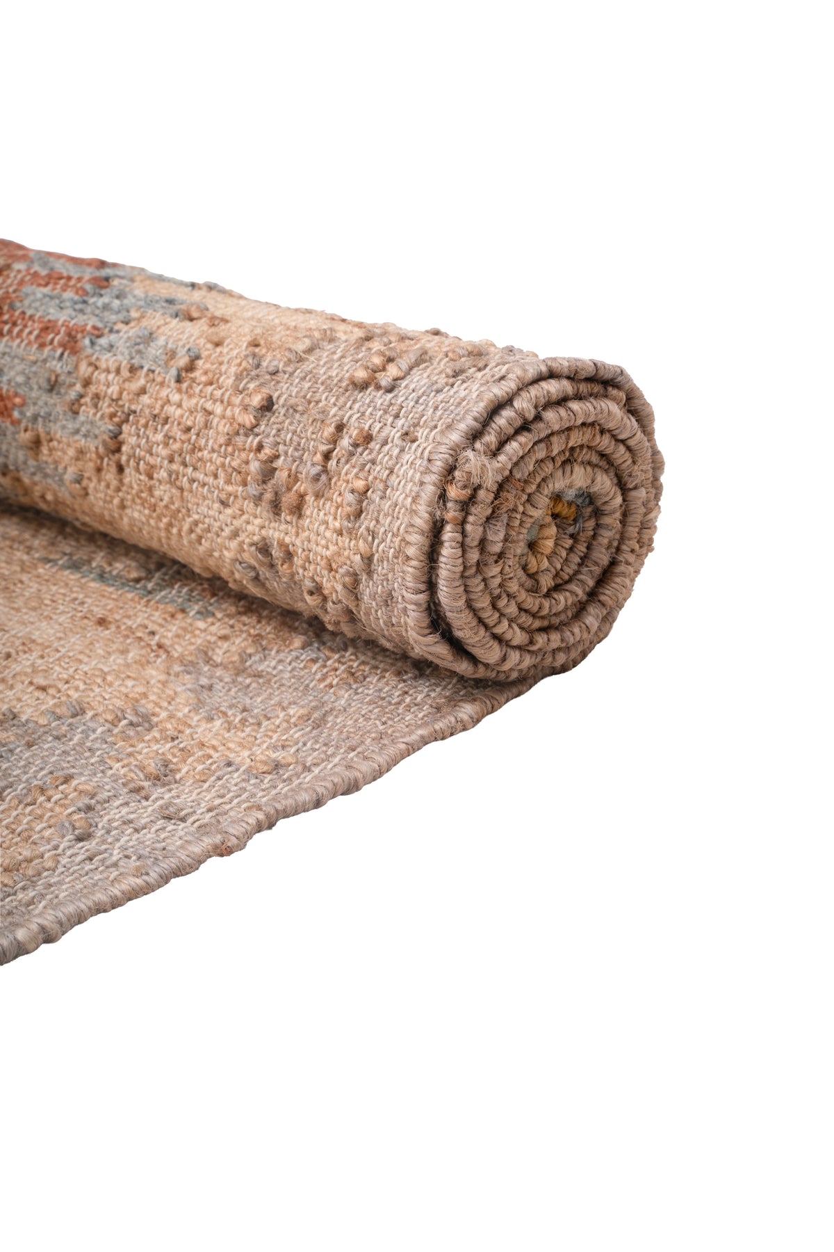 Handwoven Natural Jute Kilim Area Rug in Sand Beige & Soft Blue, Vintage Moroccan Inspired Carpet for Living Room, Bedroom & Home