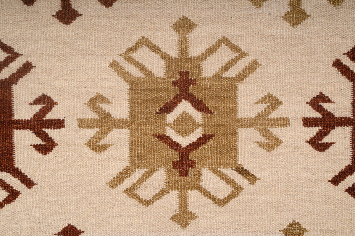 Handwoven Wool Kilim Rug, Tribal Geometric Area Rug, Multicolor Bohemian Carpet, Traditional Flatweave Wool Rug, Rustic Home Decor