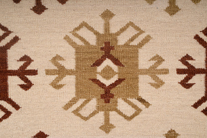 Handwoven Wool Kilim Rug, Tribal Geometric Area Rug, Multicolor Bohemian Carpet, Traditional Flatweave Wool Rug, Rustic Home Decor