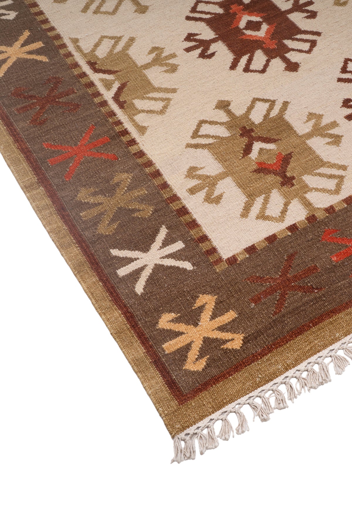 Handwoven Wool Kilim Rug, Tribal Geometric Area Rug, Multicolor Bohemian Carpet, Traditional Flatweave Wool Rug, Rustic Home Decor