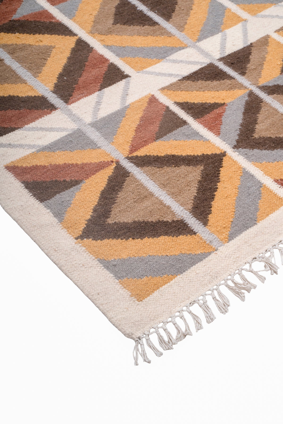 Handwoven Wool Kilim Durrie Rug, Geometric Scandinavian Area Rug, Multicolor Flatweave Carpet, Boho Home Décor