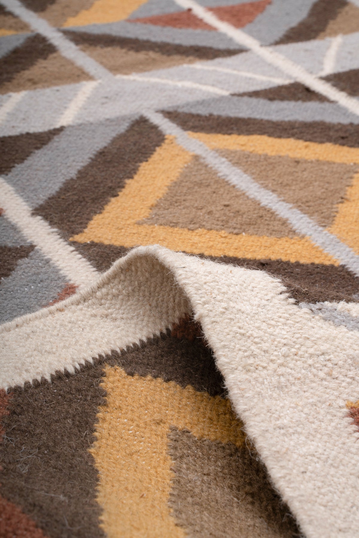 Handwoven Wool Kilim Durrie Rug, Geometric Scandinavian Area Rug, Multicolor Flatweave Carpet, Boho Home Décor